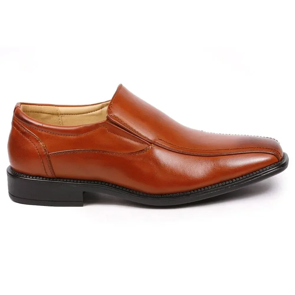 METROCHARM RICKY-03 MEN'S SLIP ON LOAFERS DRESS CLASSIC SHOES (7, BROWN)